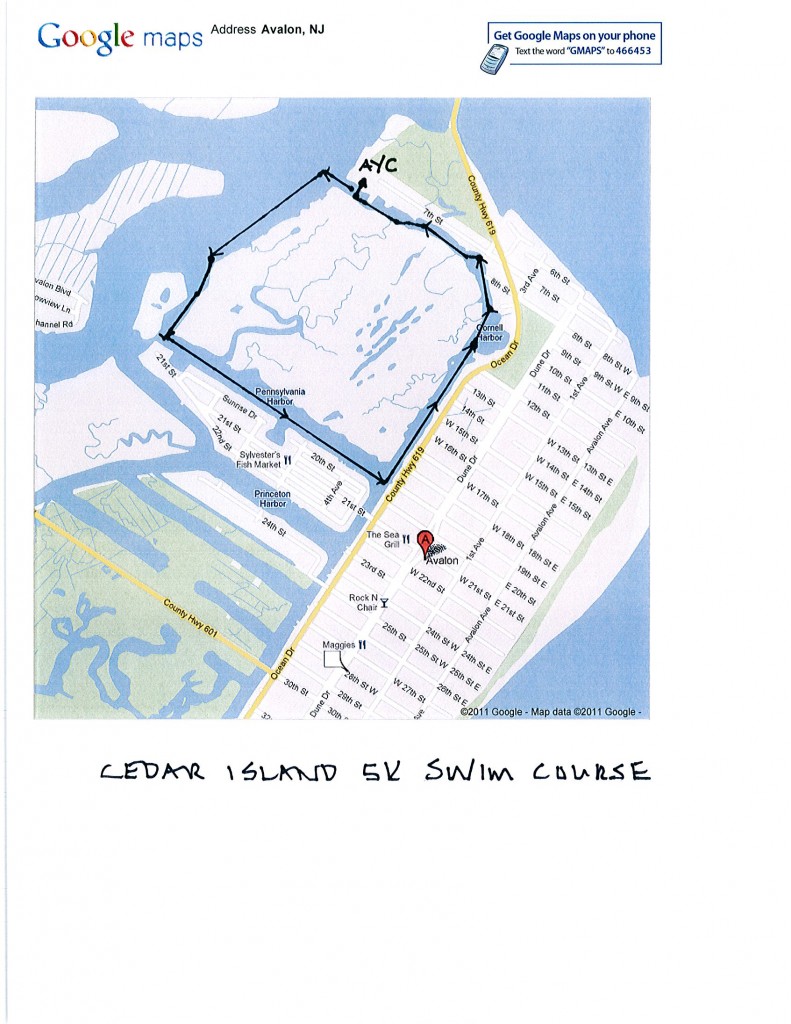 Cedar Island Swim Map 2014