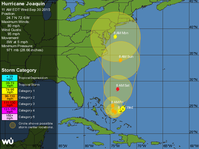 Hurricane Joaquin Wednesday September 30 11am