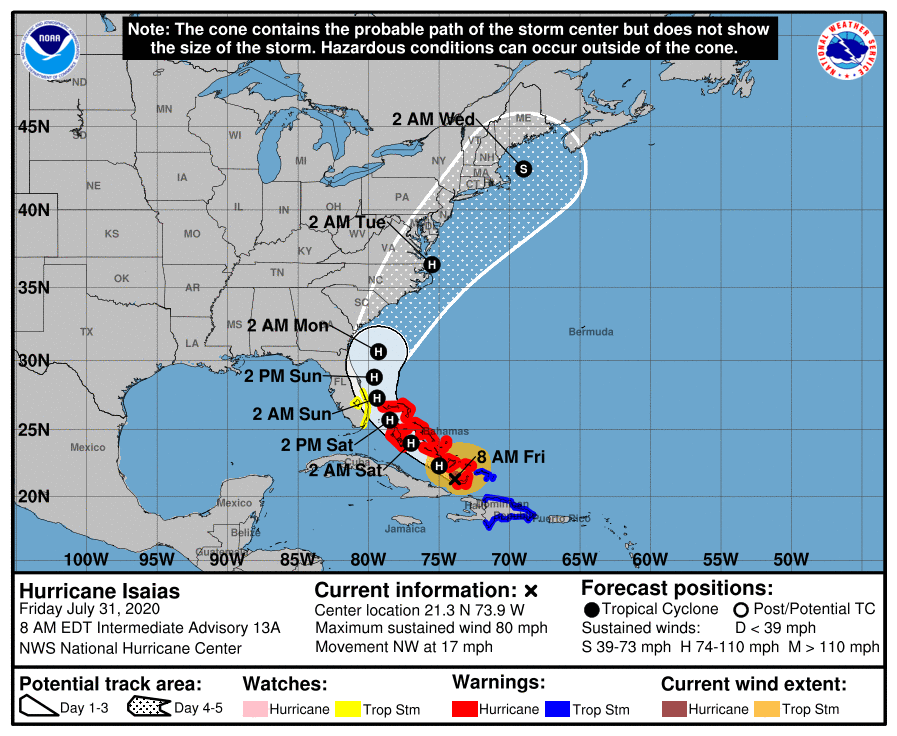 Friday, July 31st, 801am National Hurricane Center Tracking Hurricane